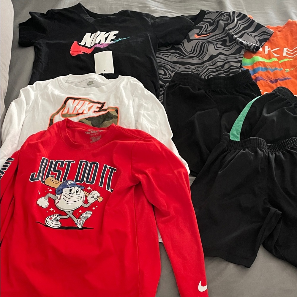 Nike kids Mixed Tops & Shorts Lot — Red, Black, White, Orange